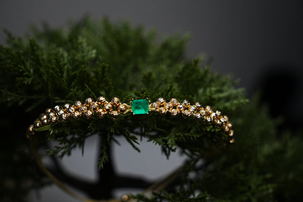 Pulsera 3 carriles Esmeralda central 1,3Ct