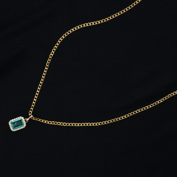 Dije de Esmeralda Natural Colombiana en Oro 18K