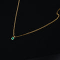Cadena de 60 cm en Oro 18K con Dije de Esmeralda Natural Cuadrada