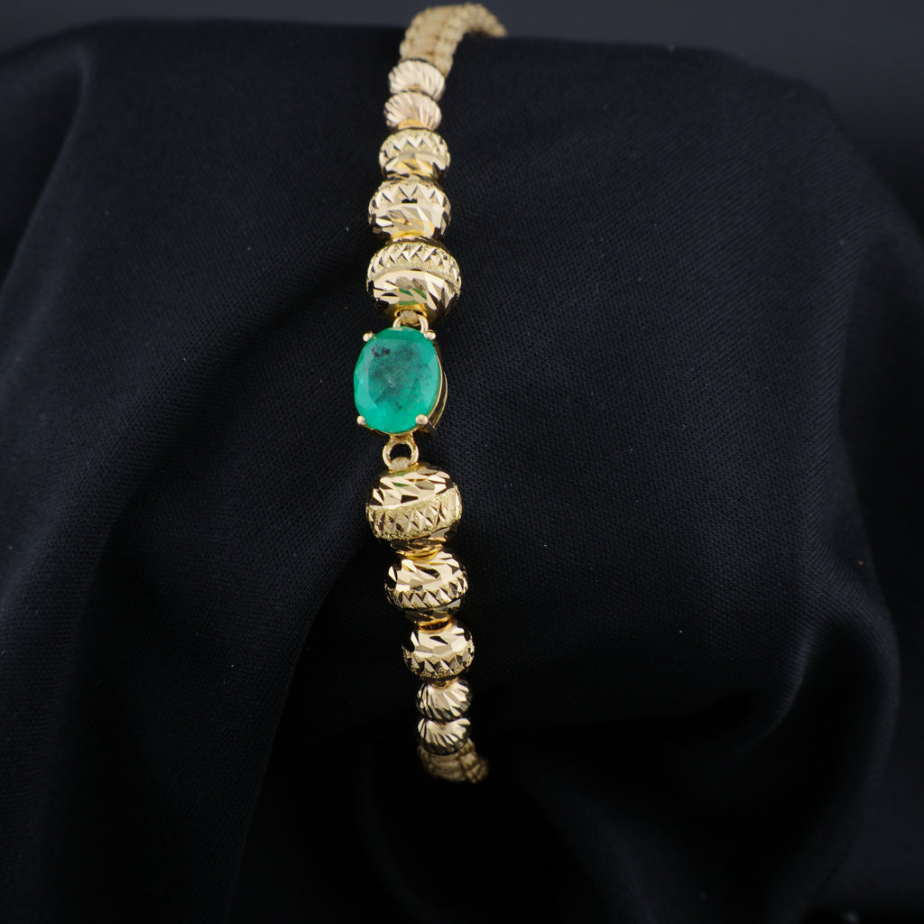 Pulsera Tejida en Oro 18K con Esmeralda Natural de Muzo
