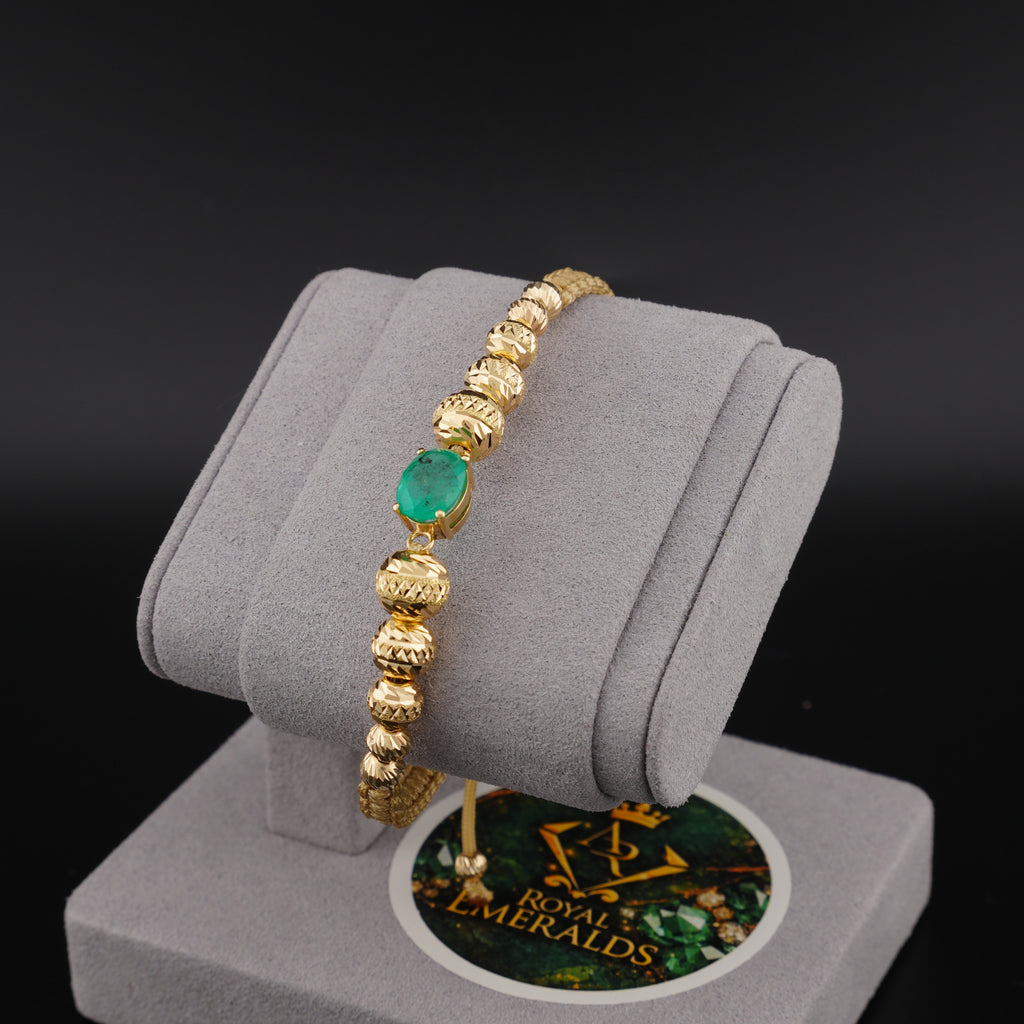 Pulsera Tejida en Oro 18K con Esmeralda Natural de Muzo