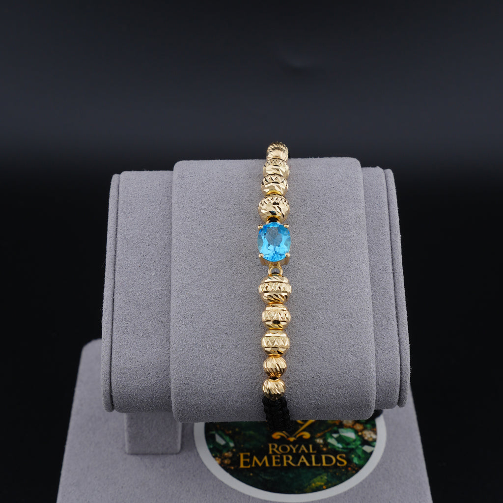 Pulsera Tejida en Oro 18K con Topacio Natural
