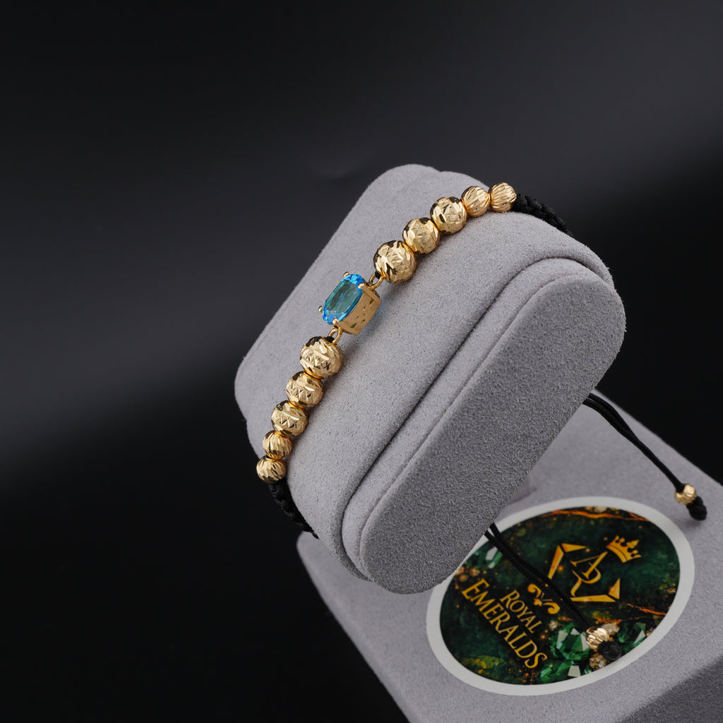 Pulsera Tejida en Oro 18K con Topacio Natural
