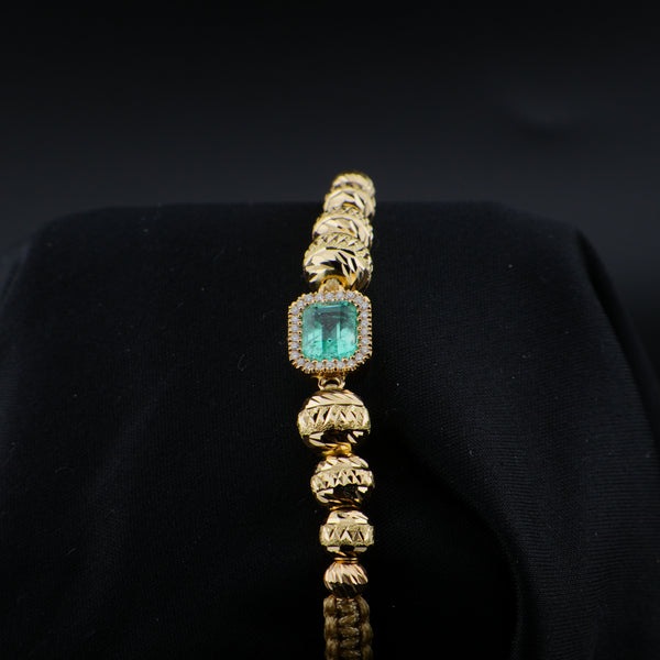Pulsera Tejida en Oro de 18K con Esmeralda Natural de 2.00 ct y 26 Diamantes | Pieza Única