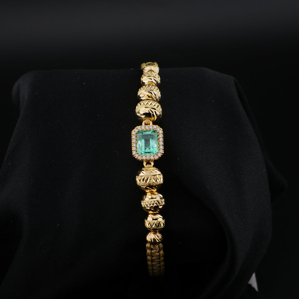 Pulsera Tejida en Oro de 18K con Esmeralda Natural de 2.00 ct y 26 Diamantes | Pieza Única