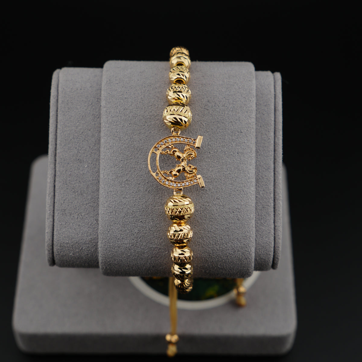 Pulsera Tejida Artesanal en Oro 18K con Caballo
